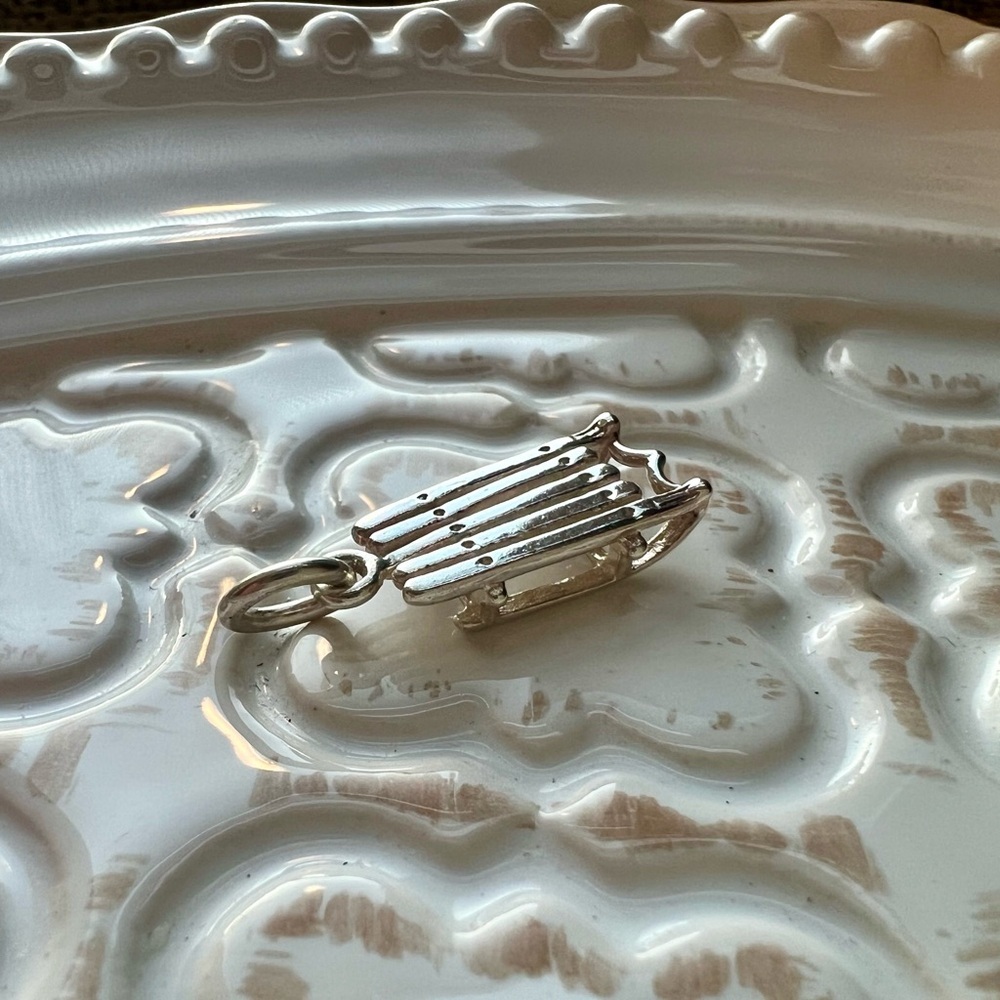 Winter Sled Charm Vintage Sterling Silver NOS Winter Sled Pendant